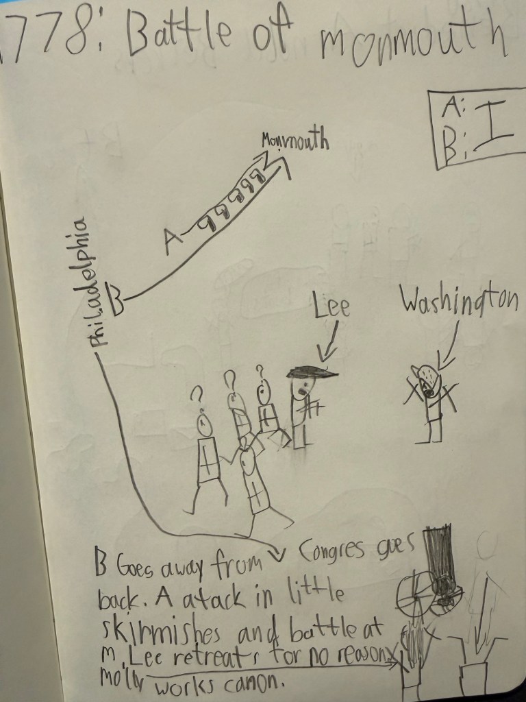Child's drawing of the Battle of Monmouth
