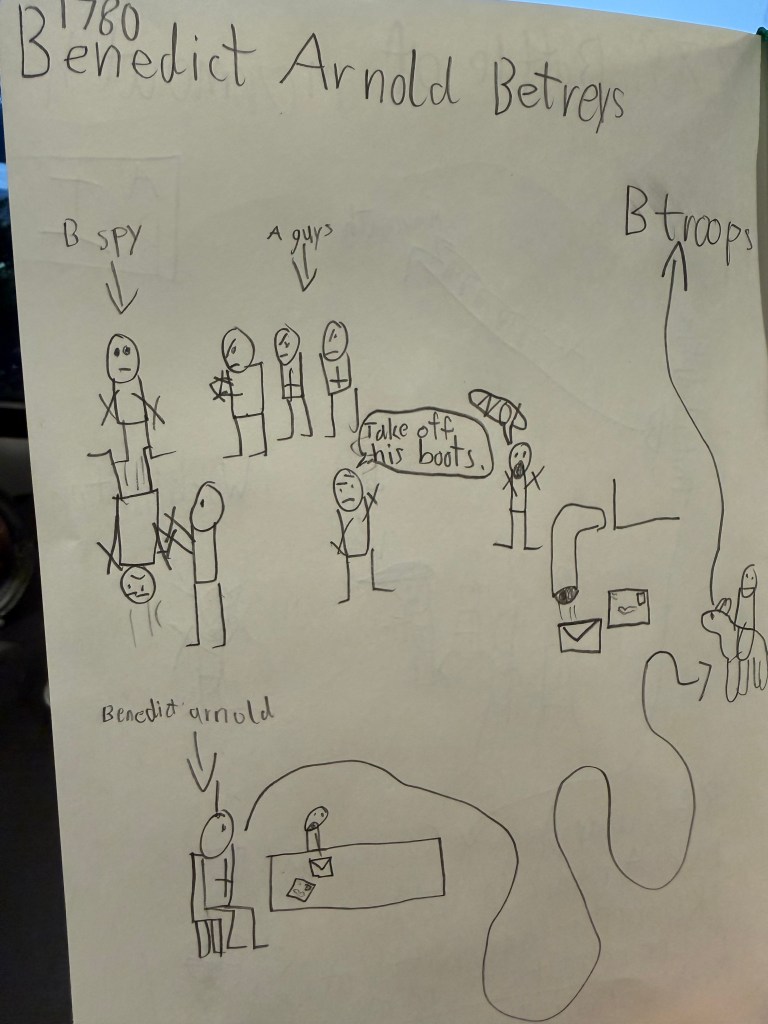Child's drawing depicting Benedict Arnold's betrayal